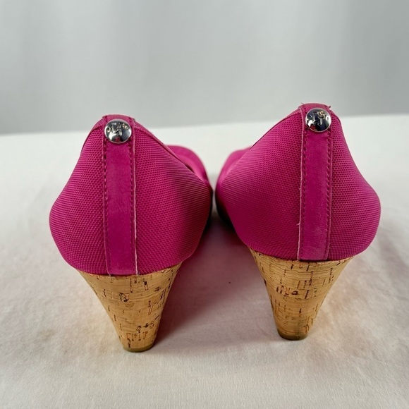 Donald J Pliner Molly Peep Toe Cork Wedge Heels in Pink Size 8 - Picture 4 of 6